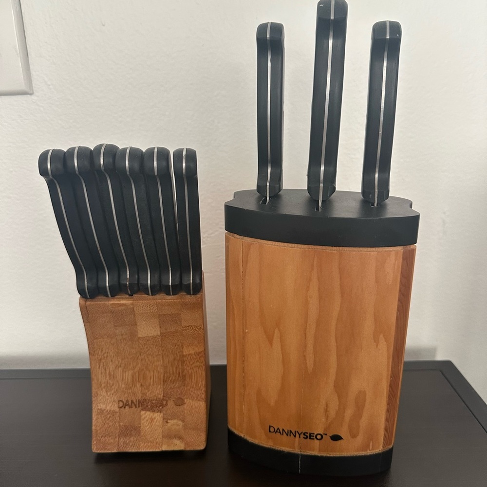 Two Danny Seo Black and Wood Knife Sets
